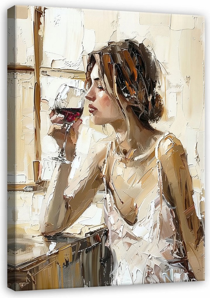 Vászonkép Női Arc Bor Mint Vászonra Festett Hálószoba Fal 120x80