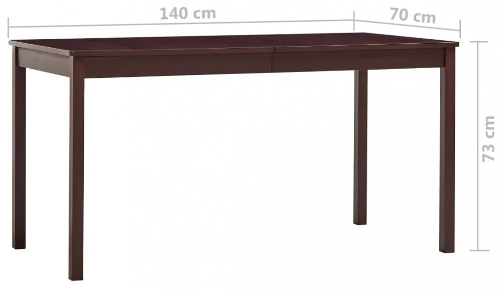sötétbarna fenyőfa étkezőasztal 140 x 70 x 73 cm