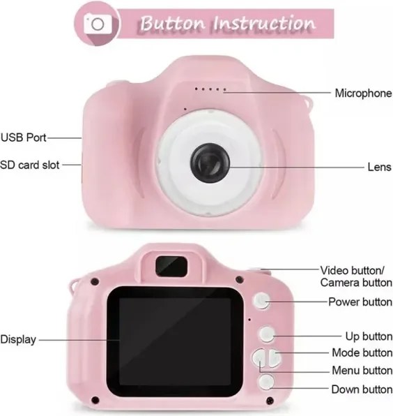 Dětský digitální fotoaparát se silikonovým obalem v podobě kočičky - rózsaszín