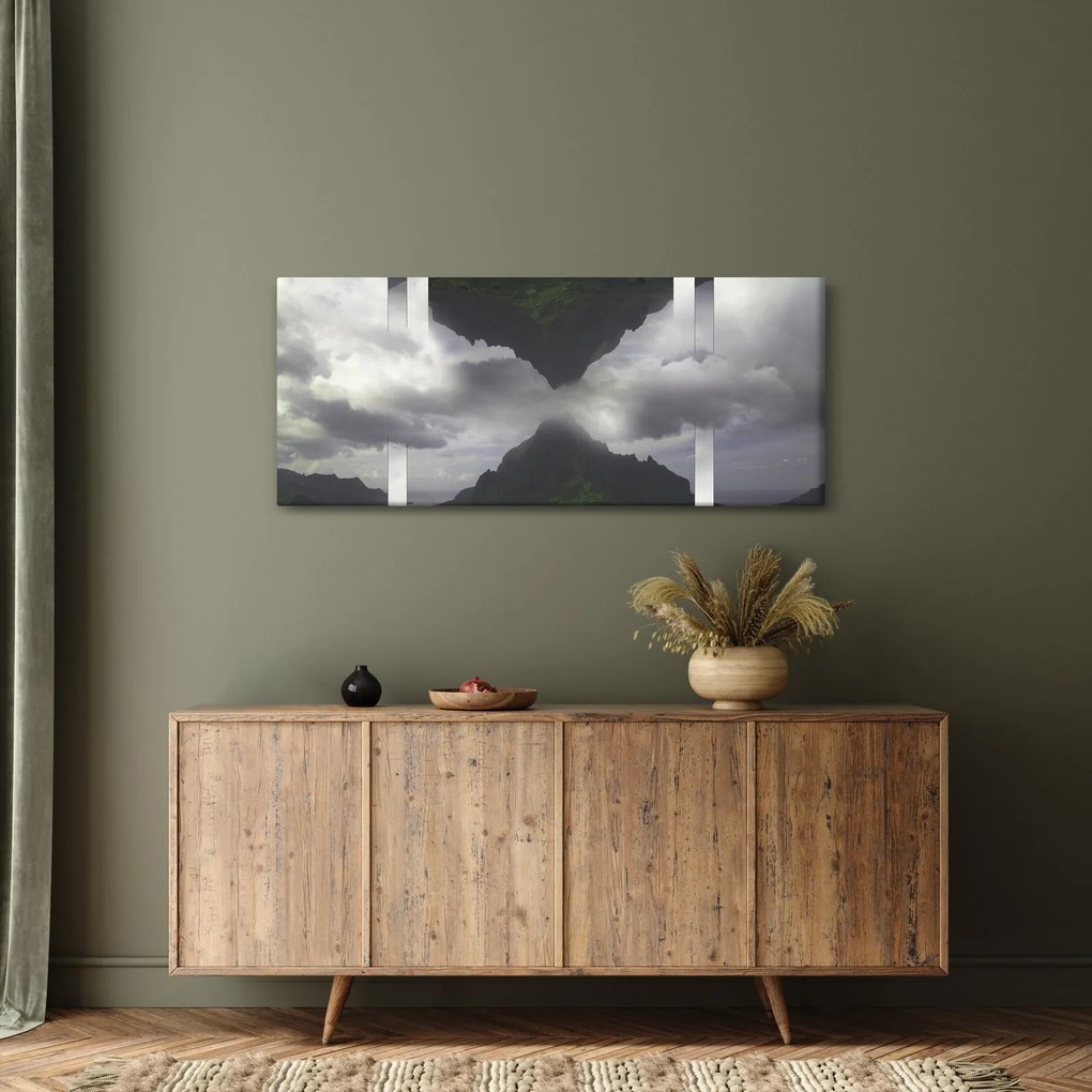 Kép - Hegyek Izlandon, geometrikus kollázs (120x50 cm)