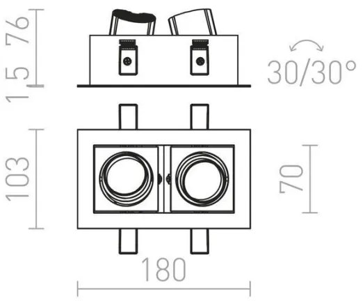 RED - Design Rendl - R12857 - LED Beépíthető lámpa BONDY 2xLED/7W/230V