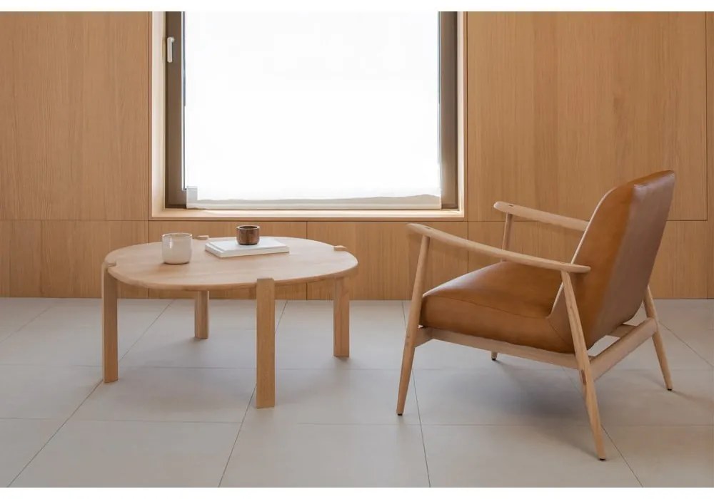 Natúr színű tölgyfa kerek dohányzóasztal ø 100 cm Kulin – Gazzda