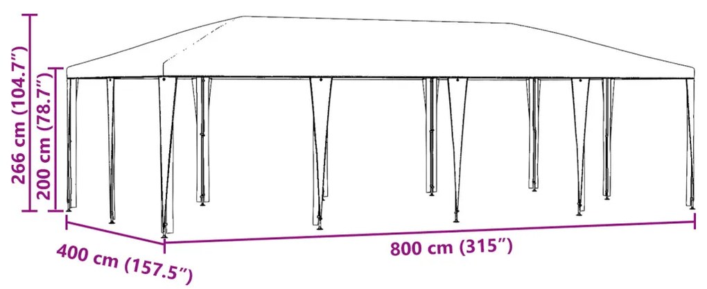 Parti Pavilon Antracit 8x4 m PE