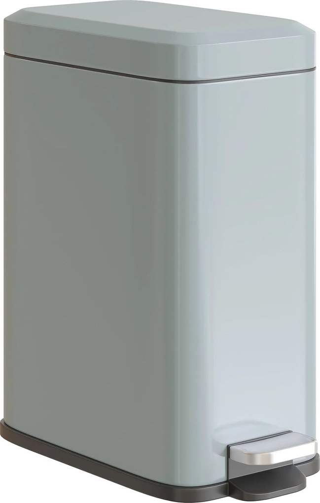 HOMCOM 5L-es Kuka Lágyan Csukódó Fedéllel és Pedállal, Belső Konténerrel ellátott Kuka Kozmetikai Kuka a Nappaliba, Irodába, Fém, Szürke, 29,2 x 14 x