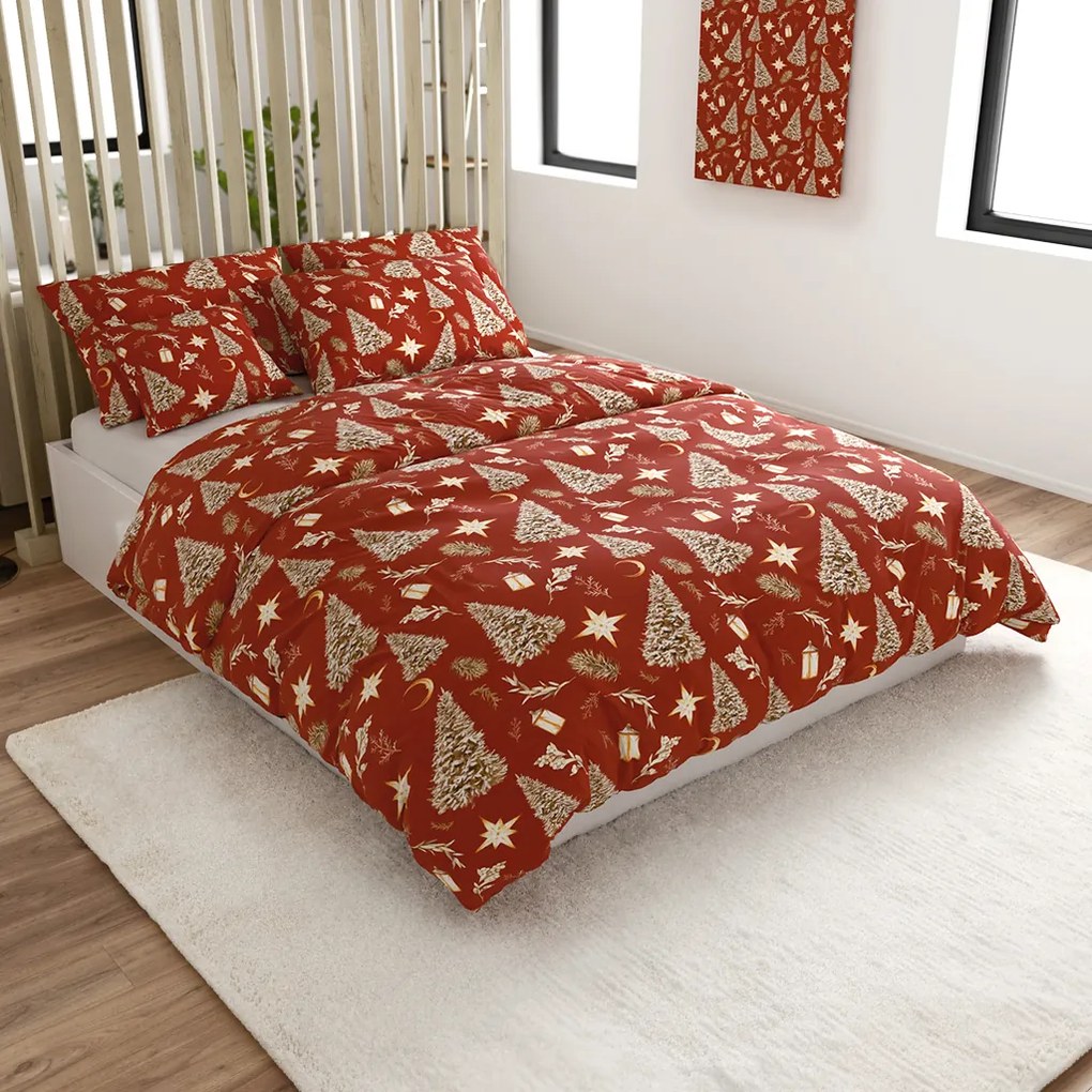 Mikroszálas ágyneműhuzat GOLD CHRISTMAS piros Ágyneműhuzat mérete: 70 x 90 cm | 140 x 200 cm