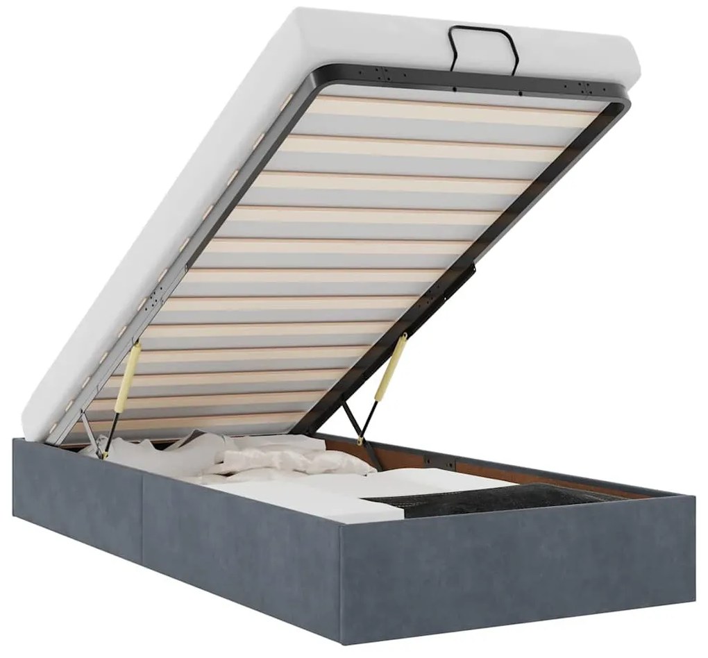 Ottomán ágykeret matrac nélkül Sötétszürke 90x190 cm Velvet