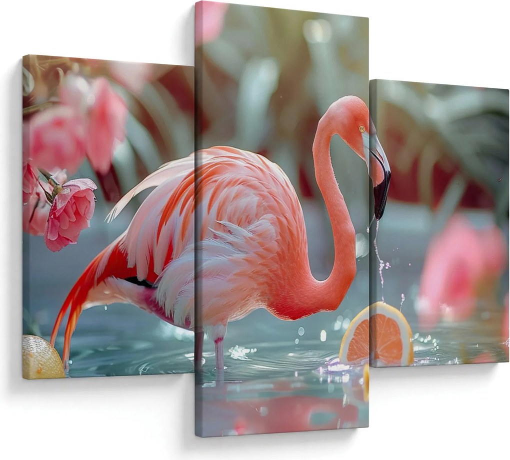 Kép - Flamingó a tóban (90x60 cm)