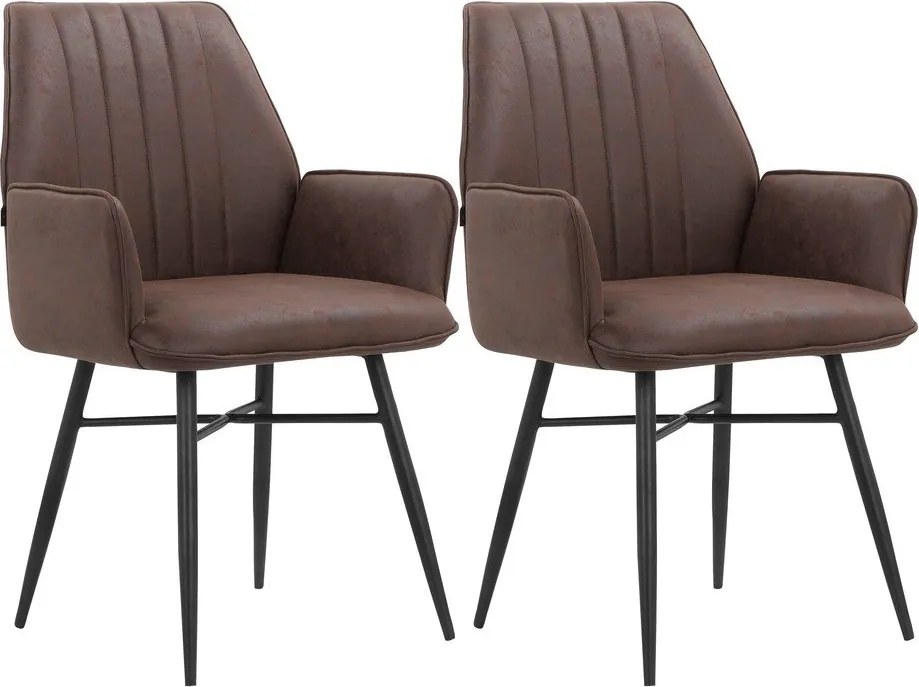 Barna kárpitozott étkezőfotel szett 2 db-os Anzo – Støraa