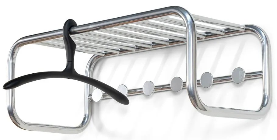 Ezüstszínű fém fali fogas polccal 72 cm Retro – Spinder Design