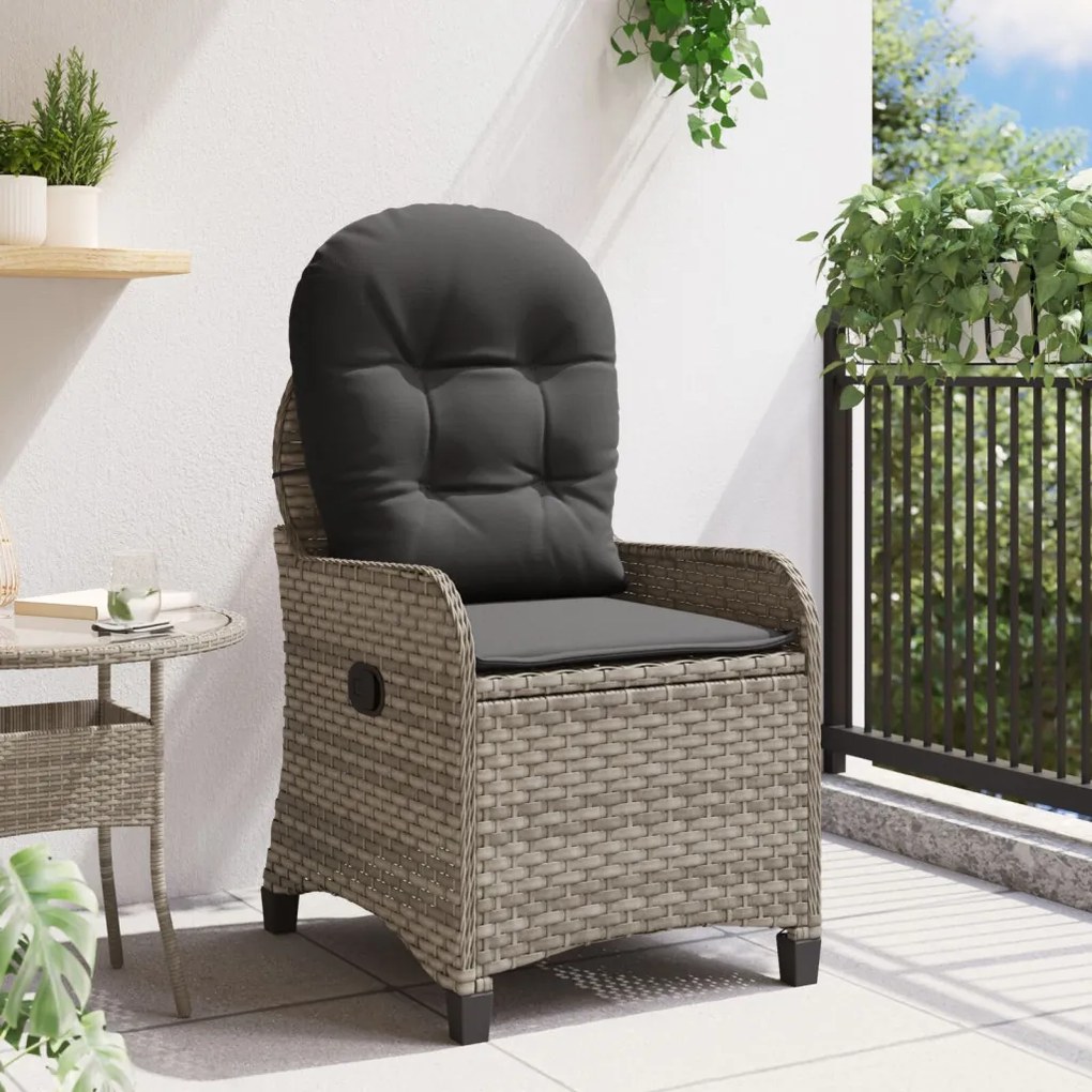 Fotel párnával Szürke Poly Rattan