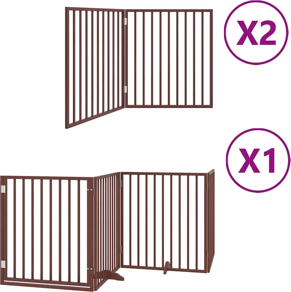 vidaXL barna nyárfa 8 paneles összecsukható kutyakapu ajtóval 640 cm