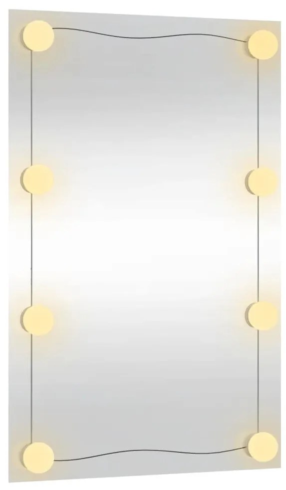 téglalap alakú üveg falitükör LED fényekkel 40 x 60 cm
