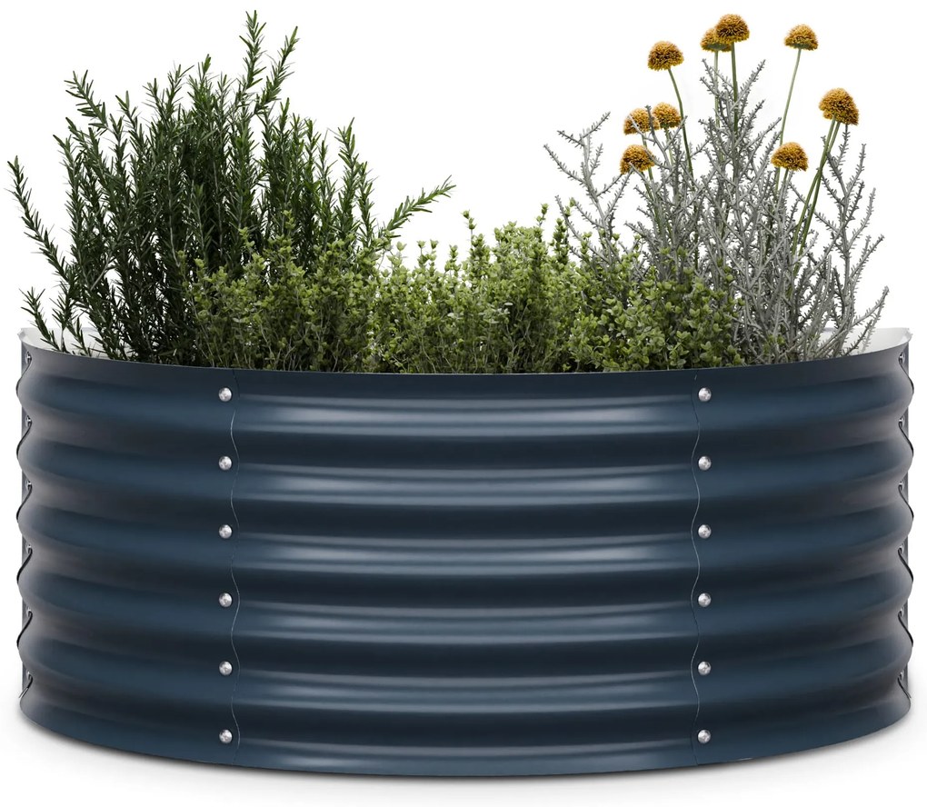 High Grow Half Circle, félkör alakú magaságyás, 105x43x60 cm, hullámos acéllemezből, egyszerű összeszerelés, rozsda- és fagyálló