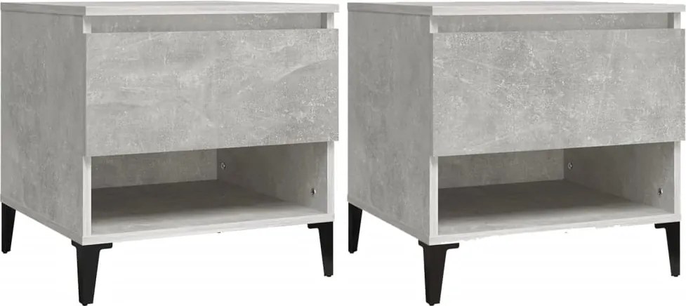 vidaXL 2 db betonszürke szerelt fa kisasztal 50 x 46 x 50 cm