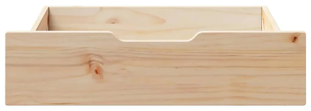 2 db tömör fenyőfa ágy alatti fiók kerekekkel 65 x 55 x 17 cm