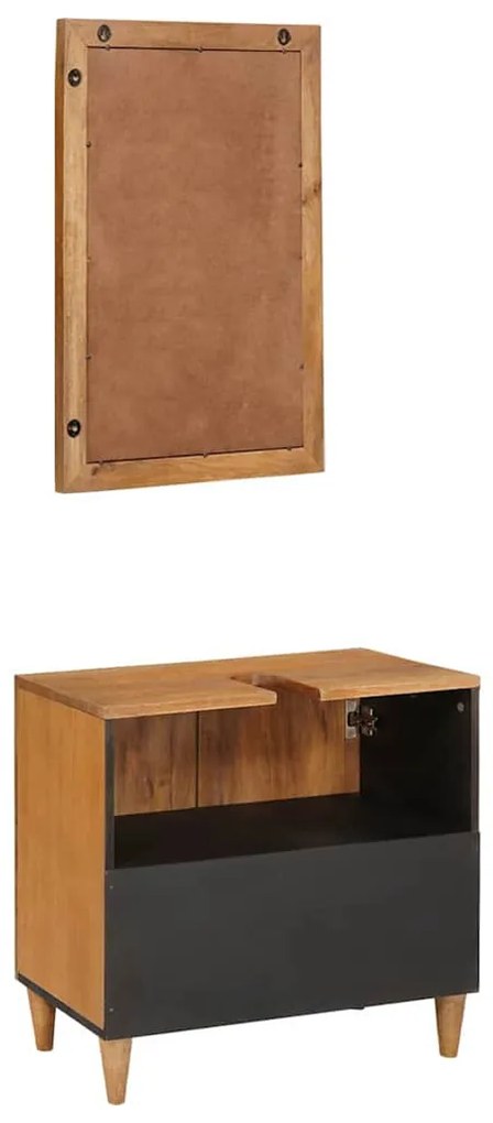 Fürdőszoba bútor szett tárolóval 2 pcs Barna 62 x 33 x 58 cm