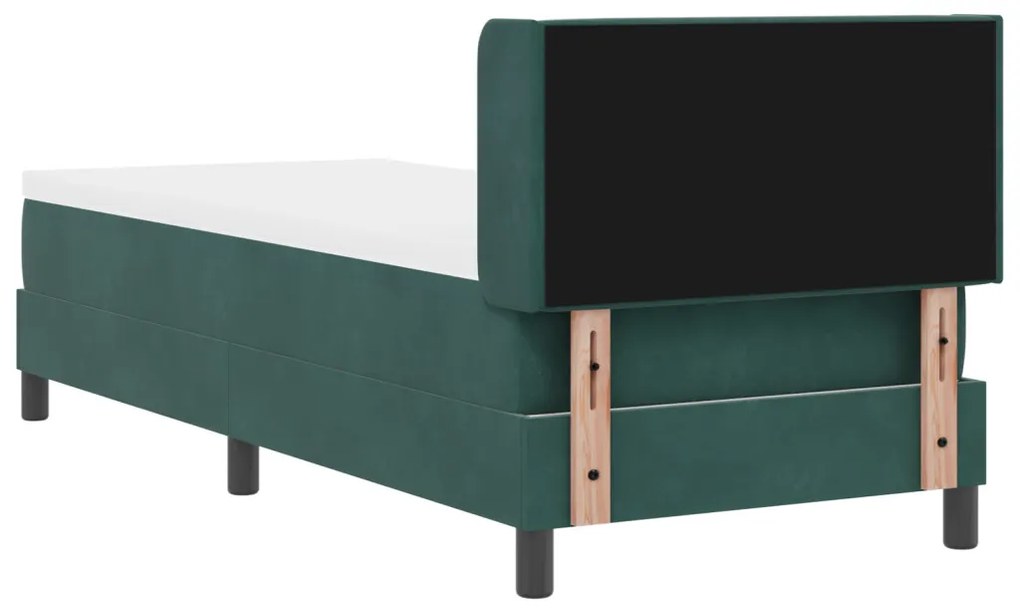 Box Spring ágy matraccal fekete 100x200 cm bársonyos Sötétzöld