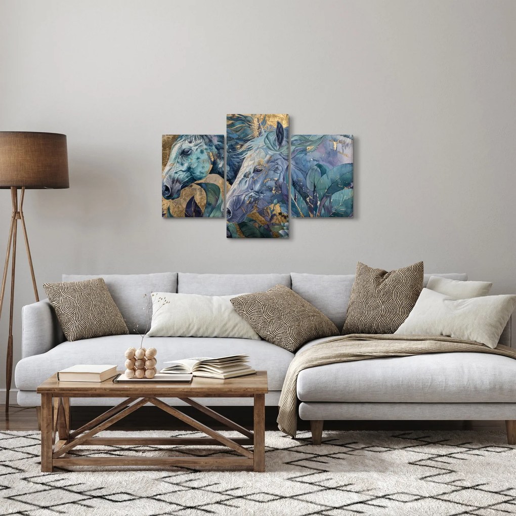 Kép - Lovak arany háttérrel (90x60 cm)