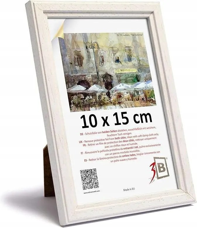 Fa képkeret akril üveggel 10x15 cm fehér