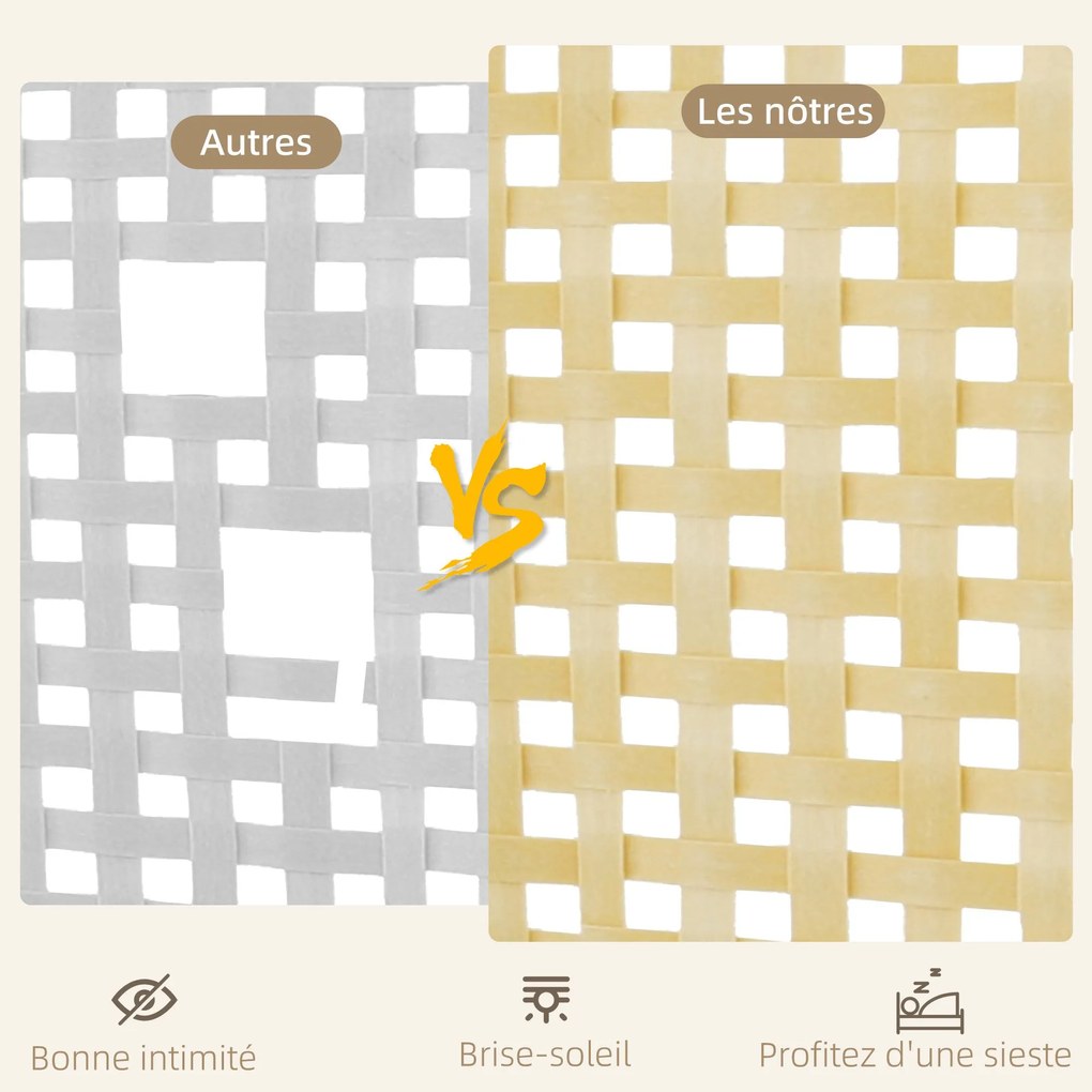 HOMCOM Belsőfa Nappali Parti 4 Panel 170 x 160 cm Összecsukható és Hordozható, Kézzel Woven Mintás, Elválasztó Képernyő Nappalihoz, Hálószobához, Term