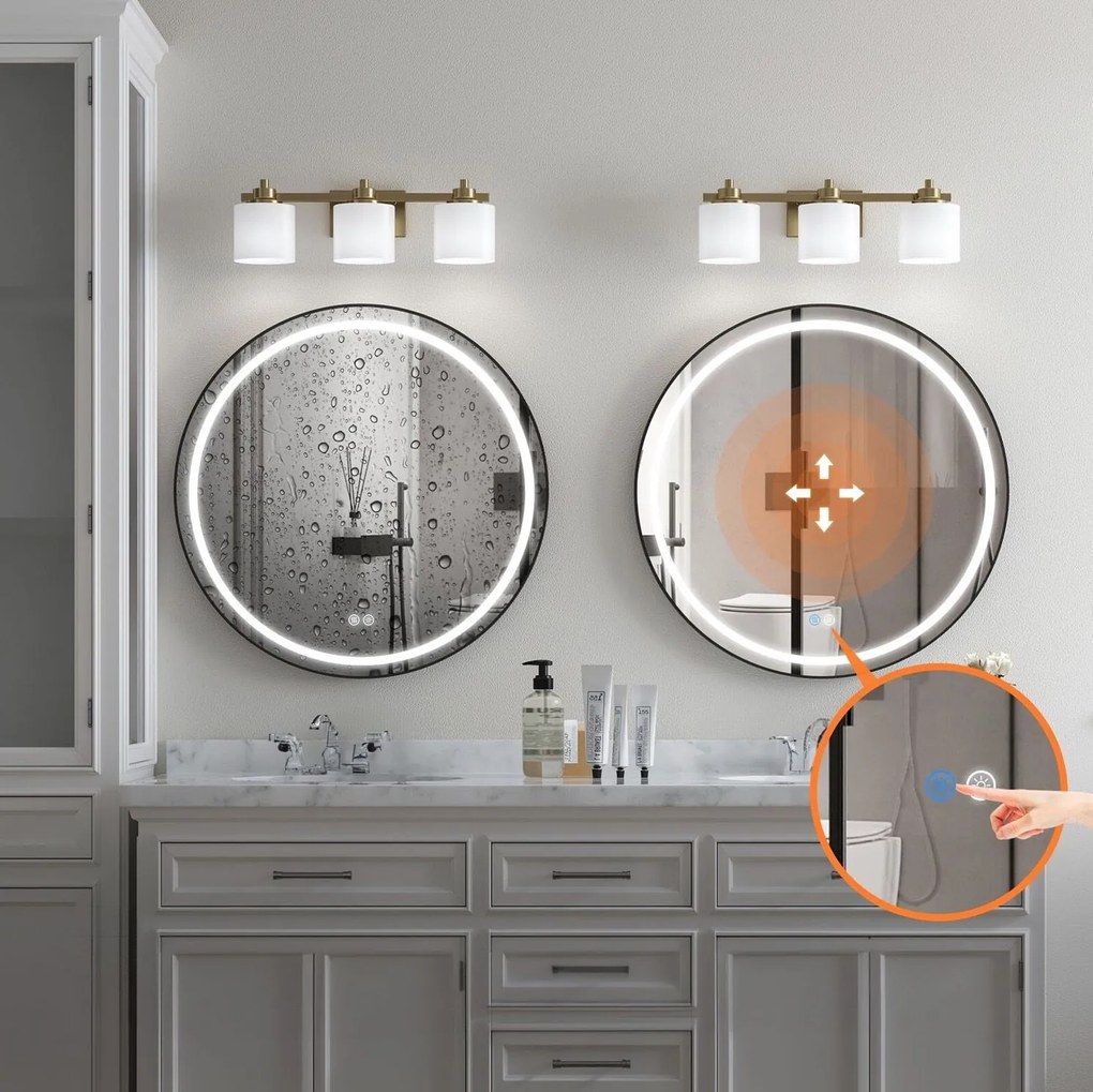 Rea Rea, kerek LED tükör 50cm MMJ P11394, fekete keret, HOM-05511