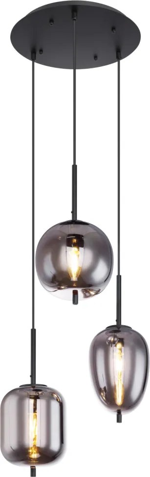 GLOBO 15345-3 BLACKY Többágú Függesztett Lámpa E14 IP20