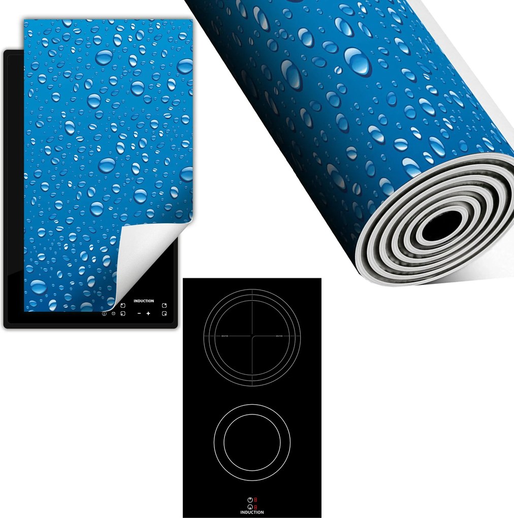 Indukciós Védőszőnyeg Konyhapult 30x52 kék cseppek