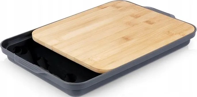 Bambusz vágódeszka Smukee tálcával Home
