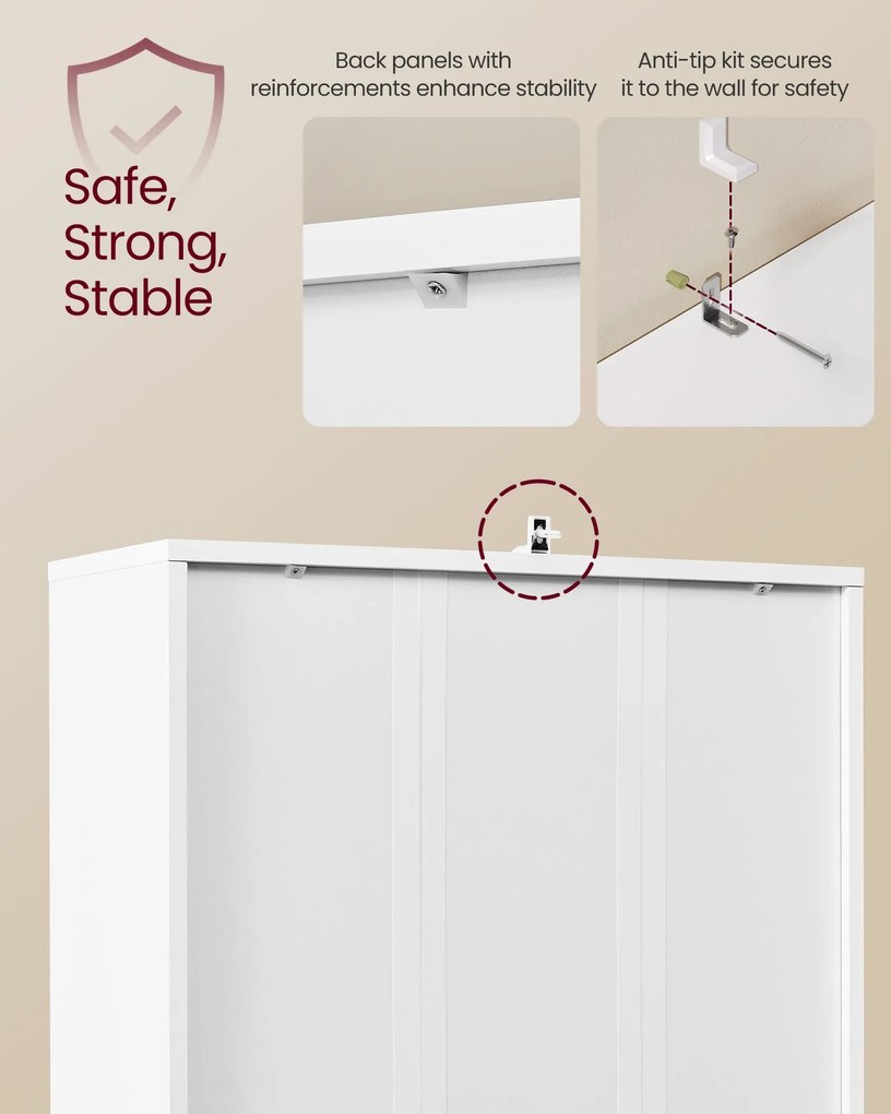 6 polcos ajtós könyvespolc felhőfehér nappaliba, irodába, étkezőbe