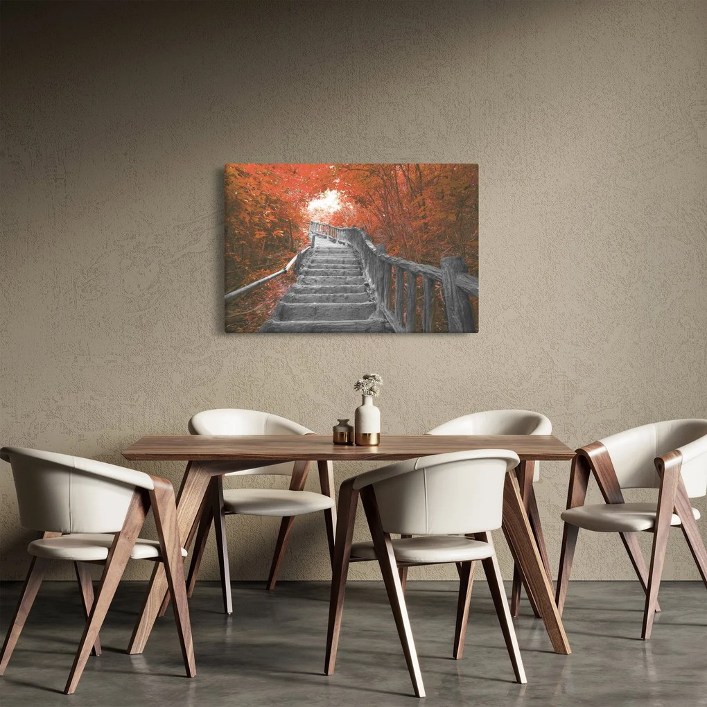Kép - Lépcsők a természetben, narancssárga (90x60 cm)