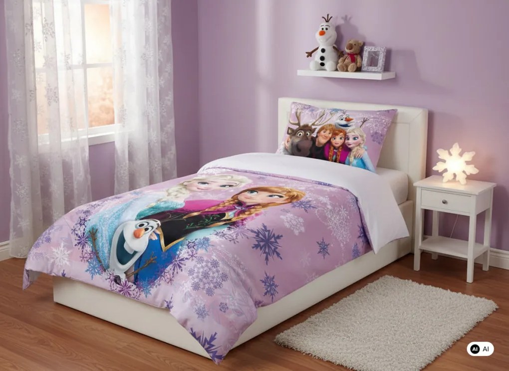Disney Jégvarázs Purple Frosty gyerek, ovis ágyneműhuzat 100×135 cm, 40×60 cm