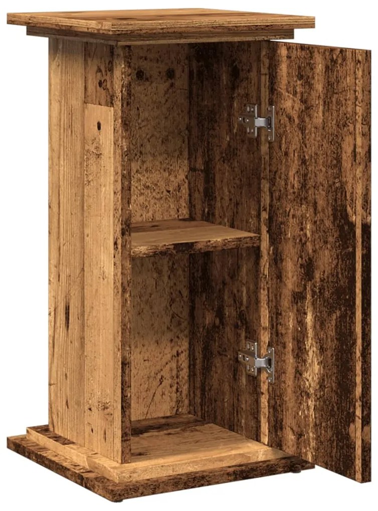 antik fa színű szerelt fa bemutatóállvány tárolóval 31x30x60 cm