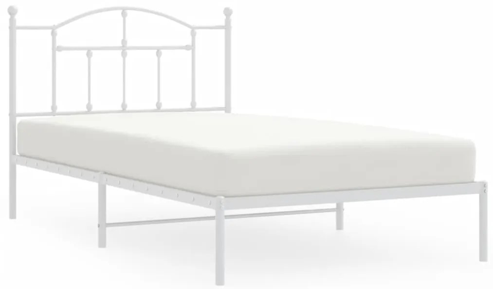 fehér fém ágykeret fejtámlával 107x203 cm