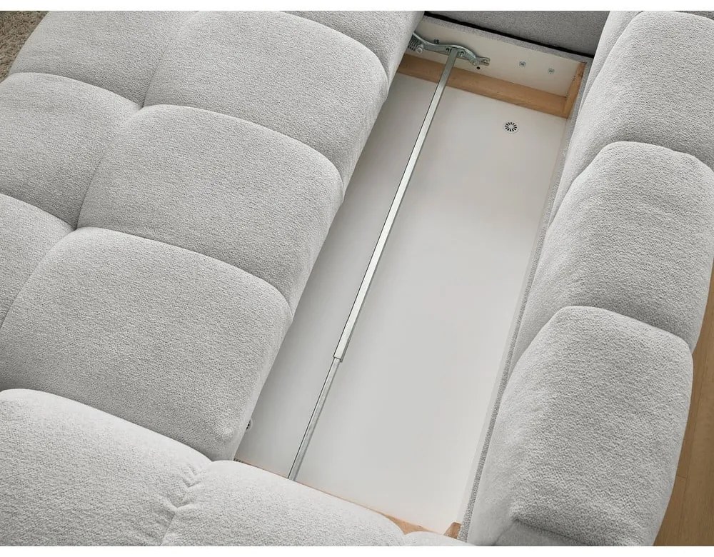 Világosszürke zsenília kinyitható-tárolóhelyes sarokkanapé (bal oldali-L alakú) Everest – Bobochic Paris