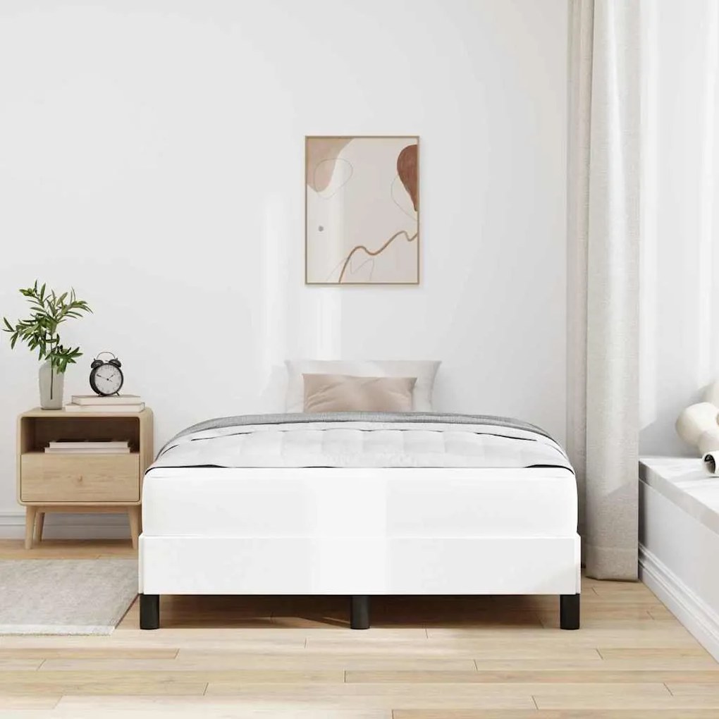Ágy matracmal Tiszta fehér 120 x 200 cm Műbőr