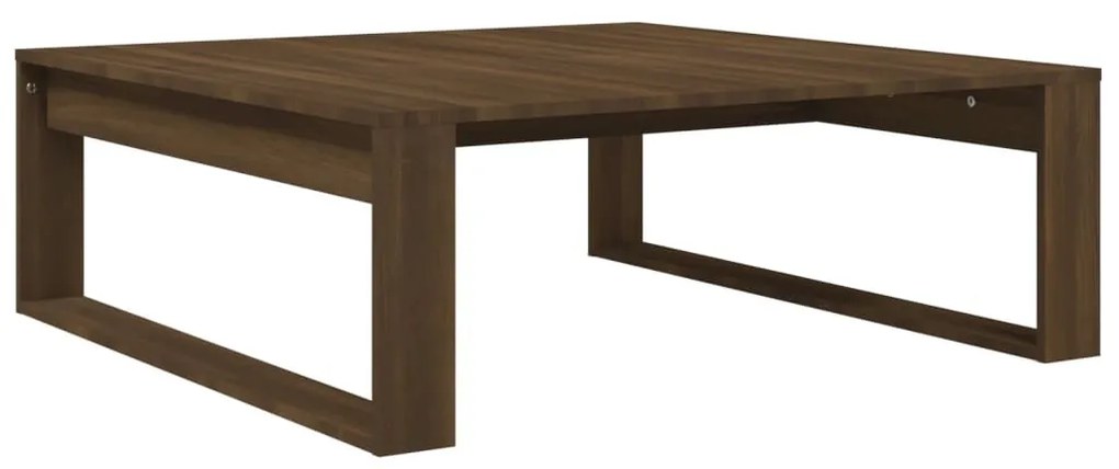 Barna tölgyszínű szerelt fa dohányzóasztal 100 x 100 x 35 cm