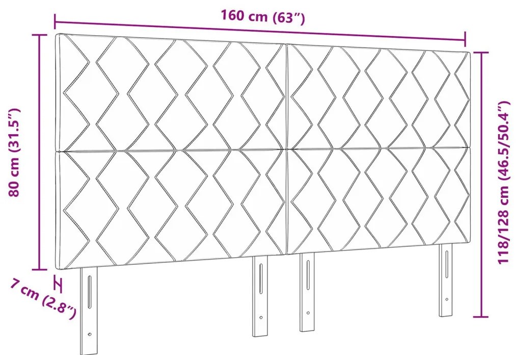 Fekete fejtámla gyémántblokkok dizájnnal 160 cm szövet
