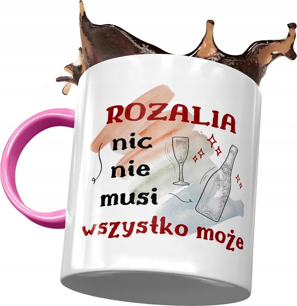 Rózsaszín Bögre Rozália Barátnőknek Ajándék Nyomtatott Fotóval