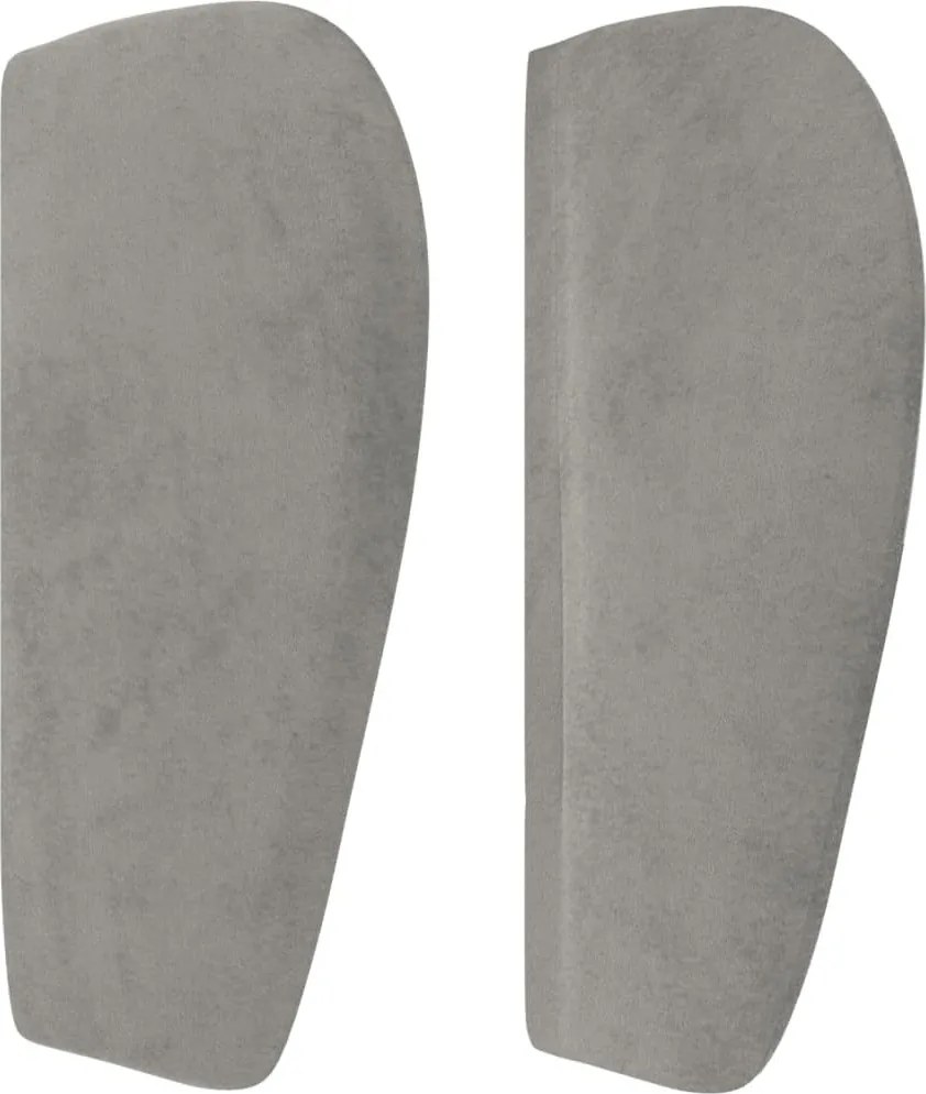 világosszürke bársony fejtámla szárnyakkal 93x23x78/88 cm