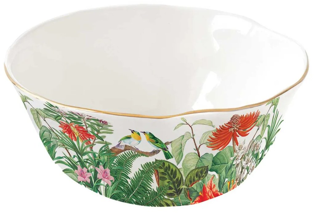 Trópusi mintás porcelán tál 16 cm Exotica