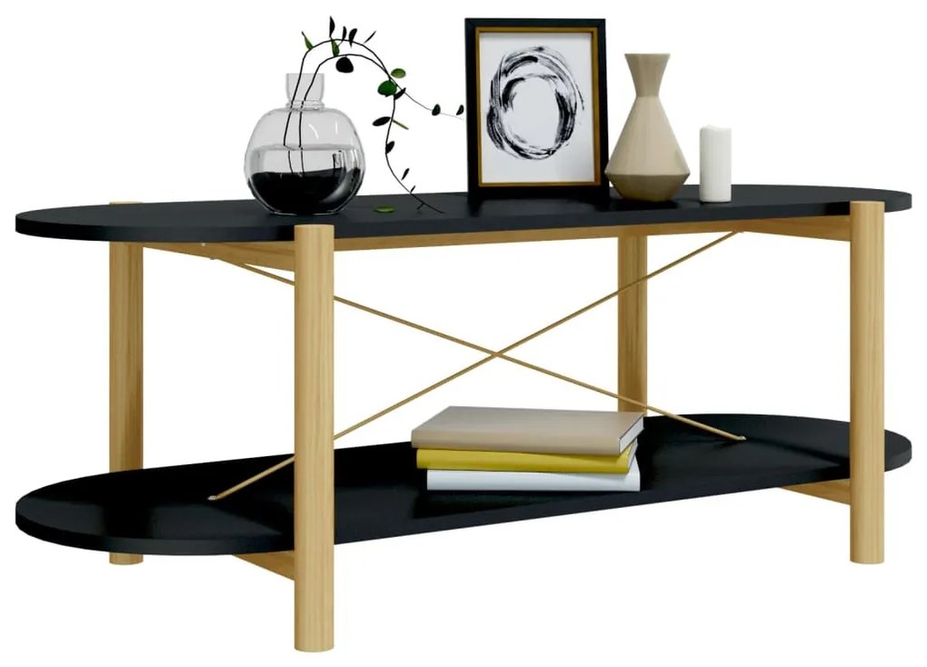 Fekete szerelt fa dohányzóasztal 110x48x40 cm