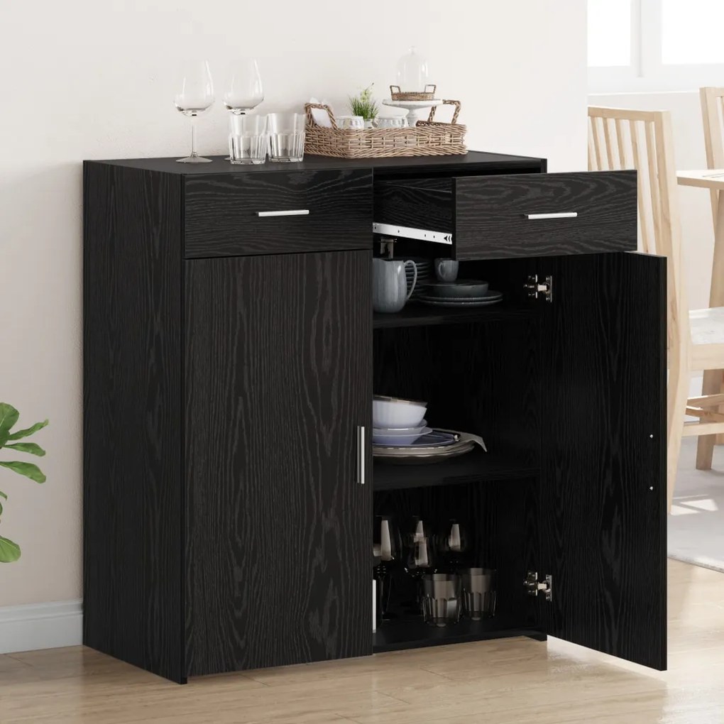 tárolószekrény fekete tölgy 80x42,5x93,5 cm szerelt fa