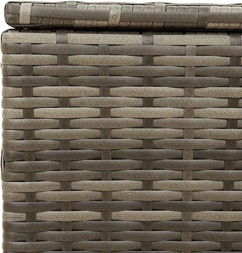 vidaXL szürke polyrattan kerti tárolóláda kerekekkel 190 L