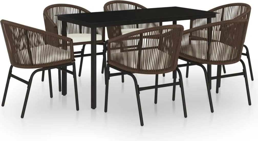 vidaXL 7 részes barna kerti étkezőgarnitúra