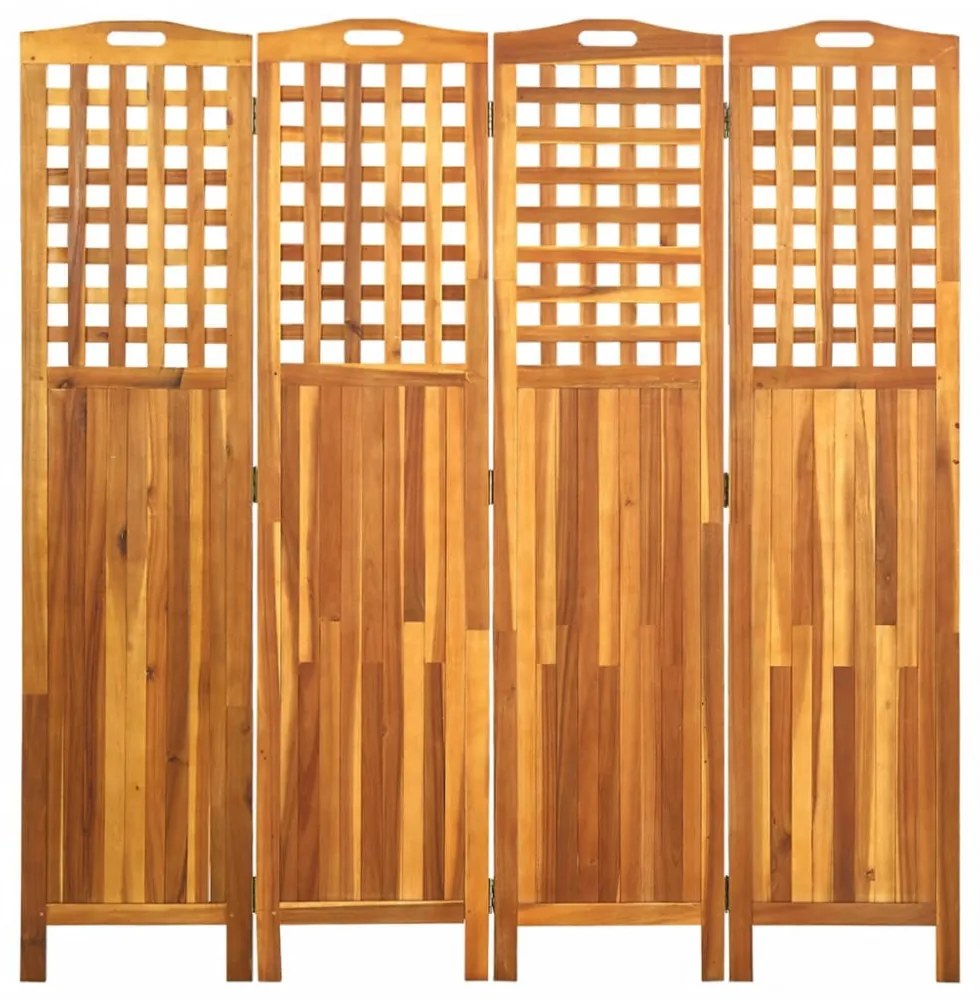 4 paneles tömör akácfa szobaelválasztó 161 x 2 x 170 cm