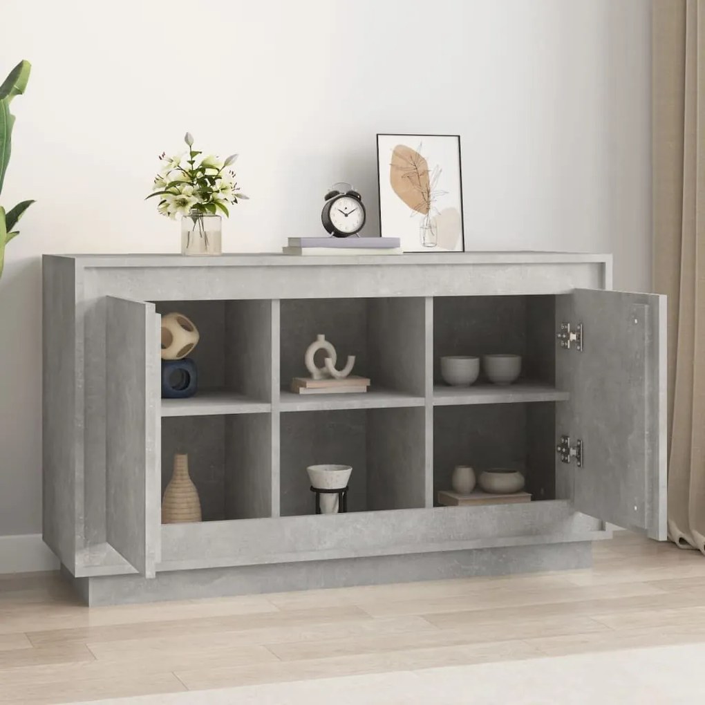 betonszürke szerelt fa tálalószekrény 102x35x60 cm