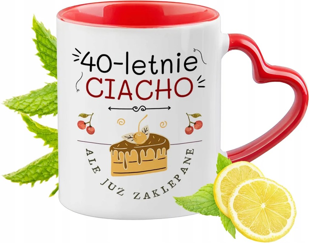 Születésnap 40 40-es 40-es Piros Bögre Szív Alakú Füllel Ajándék