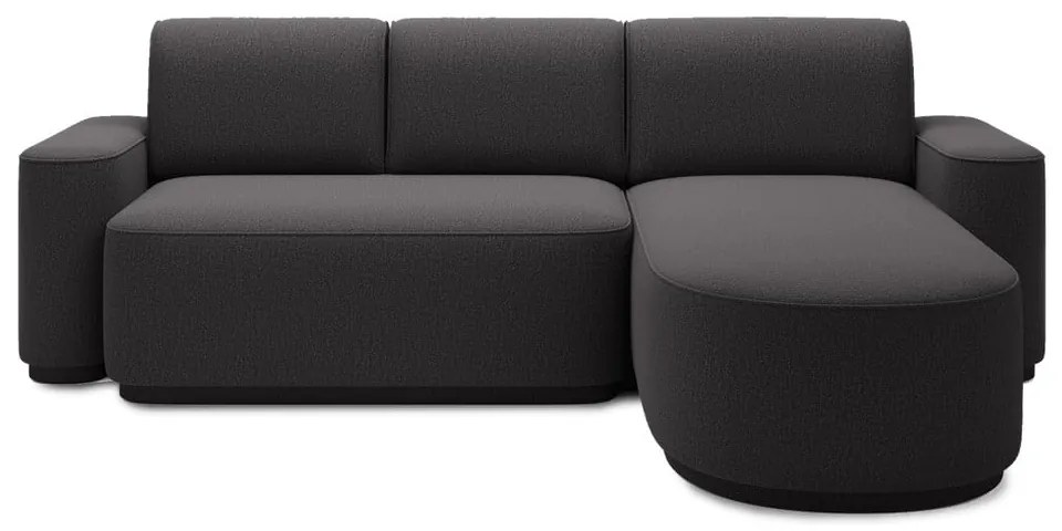 Sötétszürke zsenília kinyitható-tárolóhelyes sarokkanapé (jobb oldali-heverő résszel) Aurumm – ELTAP