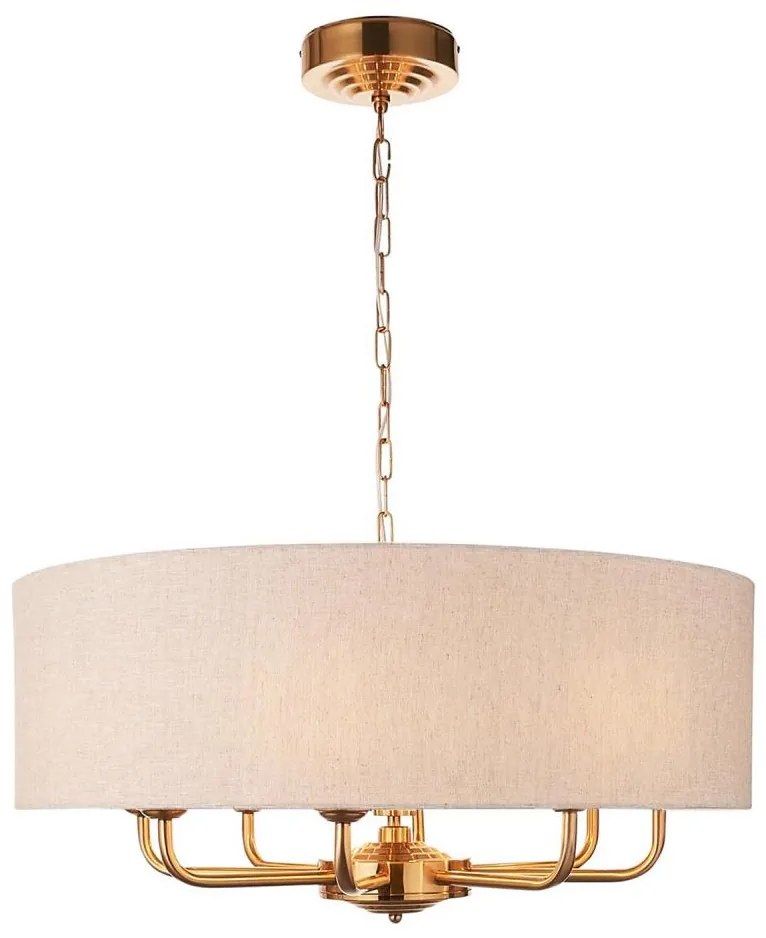 Endon 110727 - HIGHCLERE láncos csillár 8xE14/40W/230V, bézs/sárgaréz, átm. 70 cm