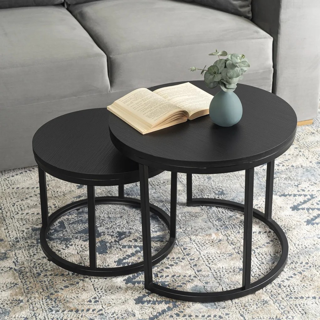 Dohányzóasztal szett fekete Színben. MANU